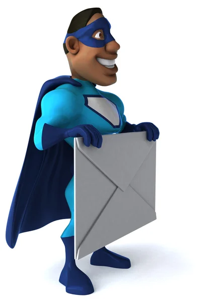 Spaß-Superheld mit Brief — Stockfoto
