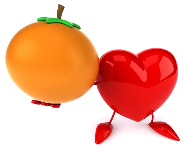 Leuk hart met sinaasappel — Stockfoto