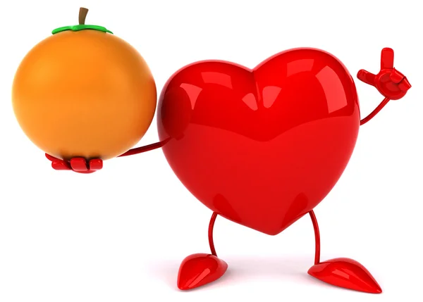 Coeur amusant avec orange — Photo