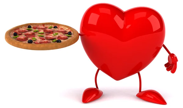 Fun heart with pizza — Stock Photo, Image