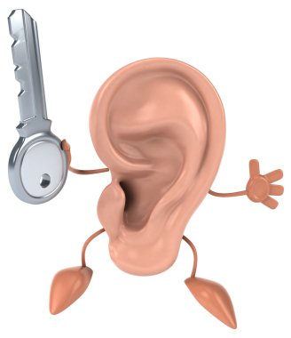 Eğlenceli çizgi film kulak ile anahtar