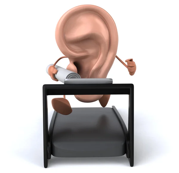Zábava karikatura ucho na běžecký pás — Stock fotografie
