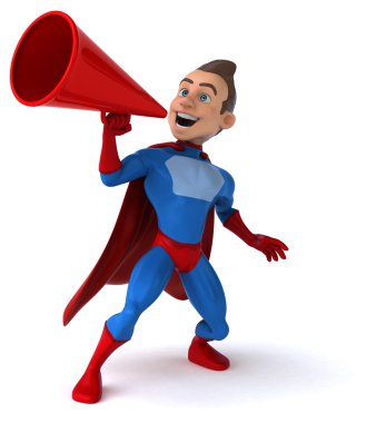 Hoparlörü ile eğlenceli genç süper kahraman