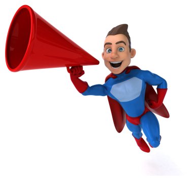 Hoparlörü ile eğlenceli genç süper kahraman