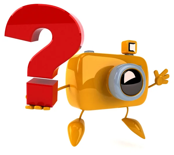 Fun camera with question mark — Stock Photo, Image