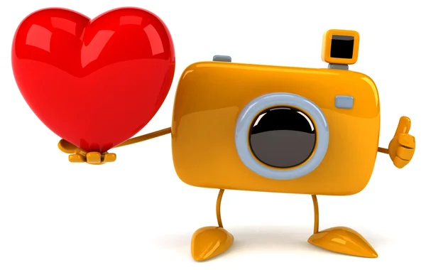 Zabawne aparat z czerwonym sercem — Zdjęcie stockowe