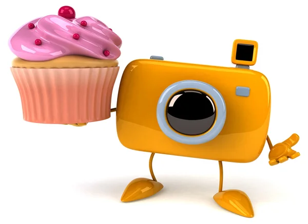 Fun-Kamera mit Cupcake — Stockfoto