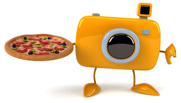 Fun camera with pizza — Stock Photo, Image