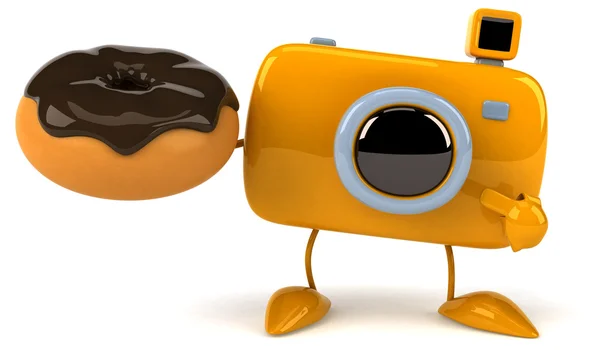 Leuke camera met donut — Stockfoto