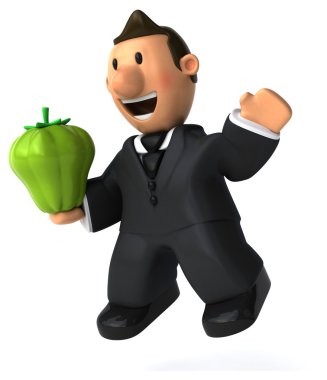 İş adamı yeşil biber ile