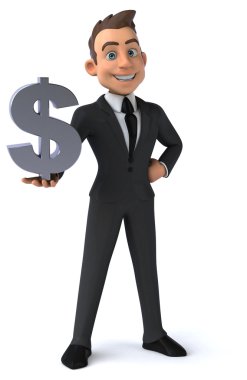 Dolar işareti olan eğlenceli iş adamı