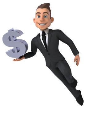 Dolar işareti olan eğlenceli iş adamı