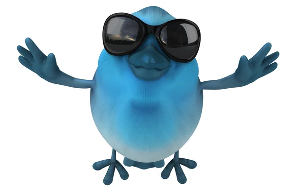 Διασκέδαση γαλάζιο πουλί σε γυαλιά ηλίου — Φωτογραφία Αρχείου