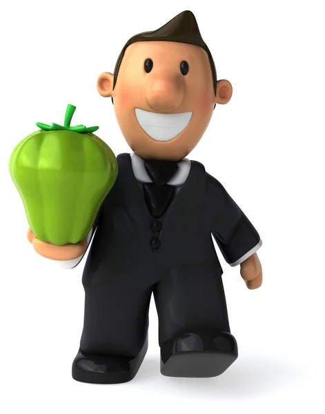 Homem de negócios com pimenta verde — Fotografia de Stock
