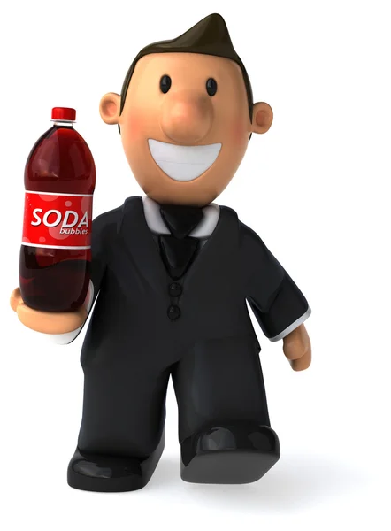 Biznesmen z butelki sody — Zdjęcie stockowe