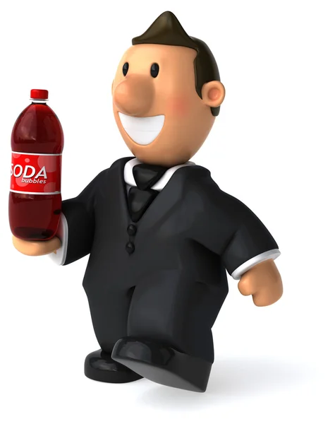 Business man with bottle of soda — Stock Photo, Image