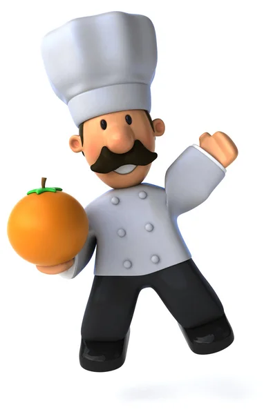 Cartoon chef-kok met een oranje — Stockfoto