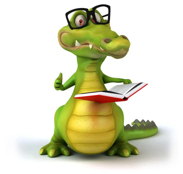 Fun crocodile with book — Stock Photo, Image