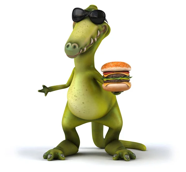 楽しいハンバーガーと恐竜 — ストック写真