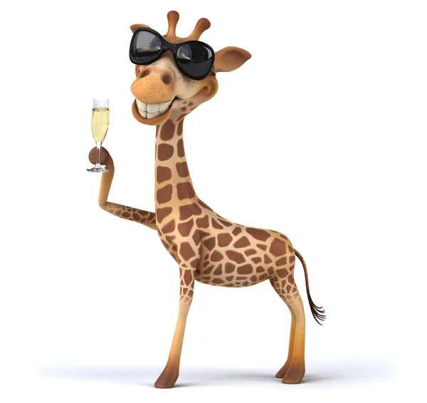 Giraffe met champagne — Stockfoto