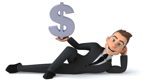 Веселый бизнесмен с табличкой доллара — стоковое фото