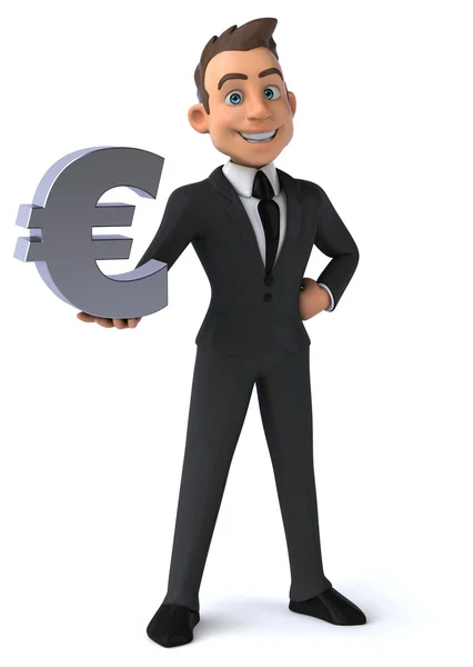 Fun businessman with euro symbol — Stock Photo, Image