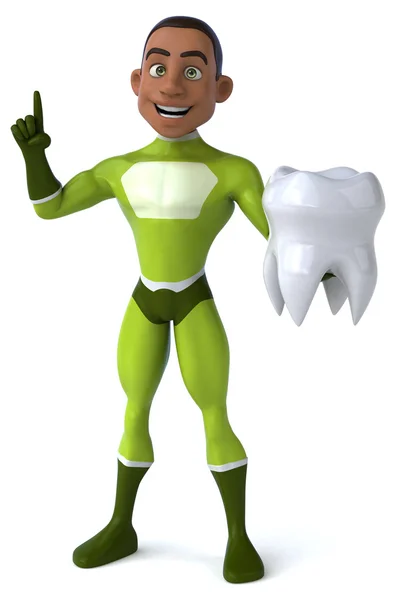 Fun superhero with tooth — Stock Photo, Image