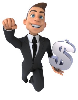 Dolar işareti olan eğlenceli iş adamı
