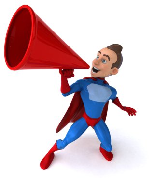 Hoparlörü ile eğlenceli genç süper kahraman