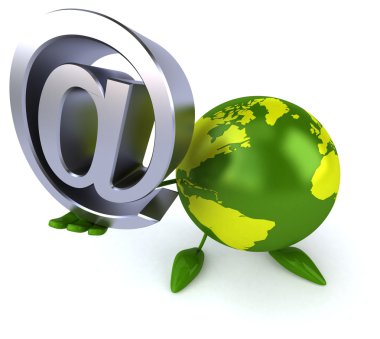 E-posta simgesi olan yeşil dünya