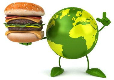Eğlenceli çizgi film dünya ile burger