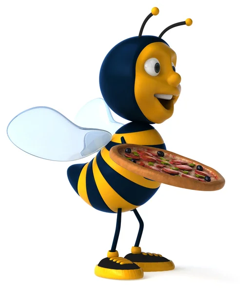Spaßbiene mit Pizza — Stockfoto