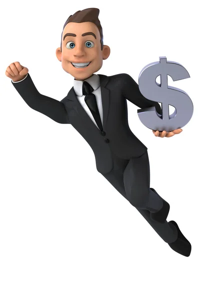 Fun businessman with dollar sign — Stock Photo, Image