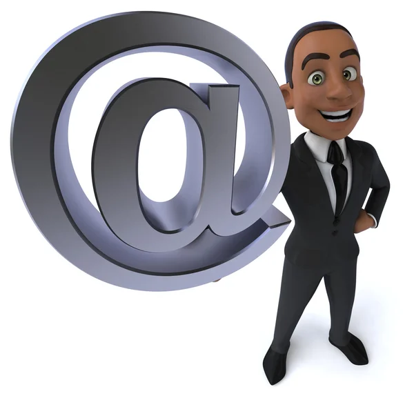 Fun businessman with email symbol — Stock Photo, Image