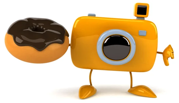 Leuke camera met donut — Stockfoto