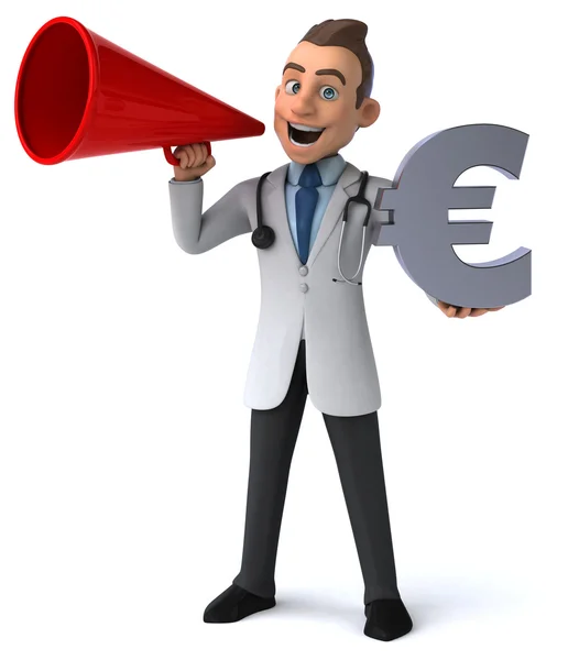 Fun doctor with euro sign — Stock Photo, Image