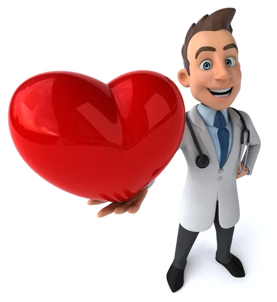 Roliga läkare med rött hjärta — Stockfoto