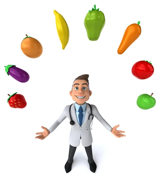 Spaßdoktor mit Gemüse und Obst — Stockfoto