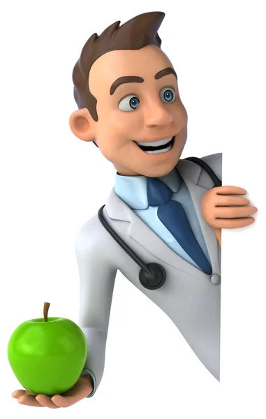 Fun doctor with an apple — Stock Photo, Image