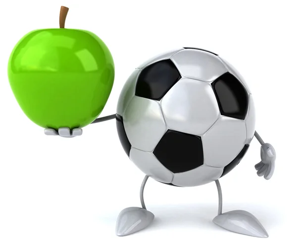 リンゴとサッカー ボールの漫画 — ストック写真