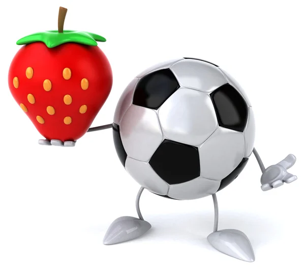 Kreslený fotbalový míč s jahodou — Stock fotografie