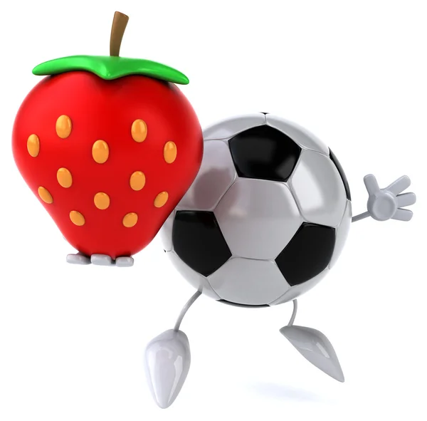 Bola de futebol dos desenhos animados com morango — Fotografia de Stock
