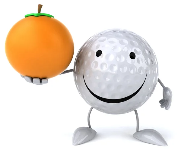 Cartoon golf ball with an orange — Stock Photo, Image