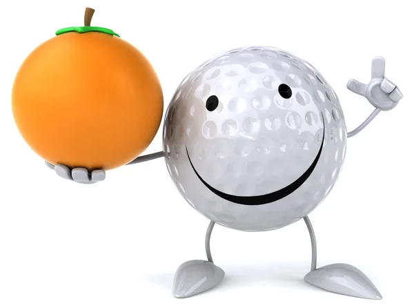 Cartoon-Golfball mit einer Orange — Stockfoto