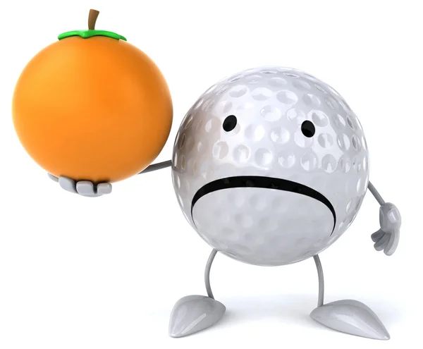 Çizgi film golf topu bir portakal ile — Stok fotoğraf