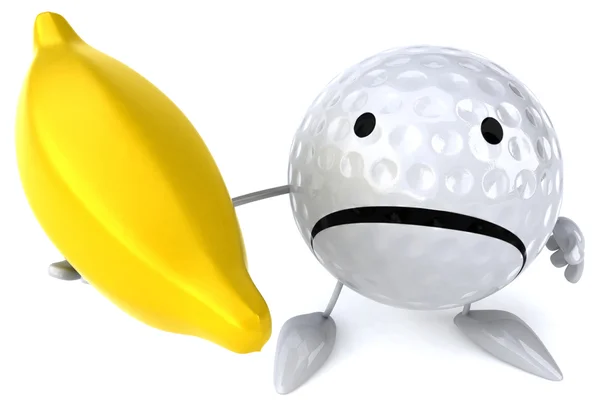 Cartoon Golf ball with banana — Stock Photo, Image