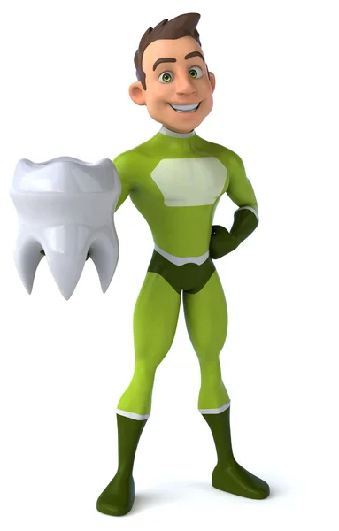 Zábava karikatura superhrdina s zub — Stock fotografie