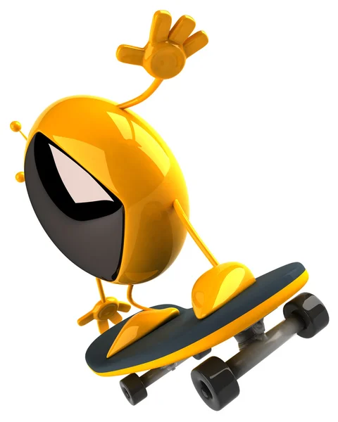 Divertido desenho animado Televisão no skate — Fotografia de Stock