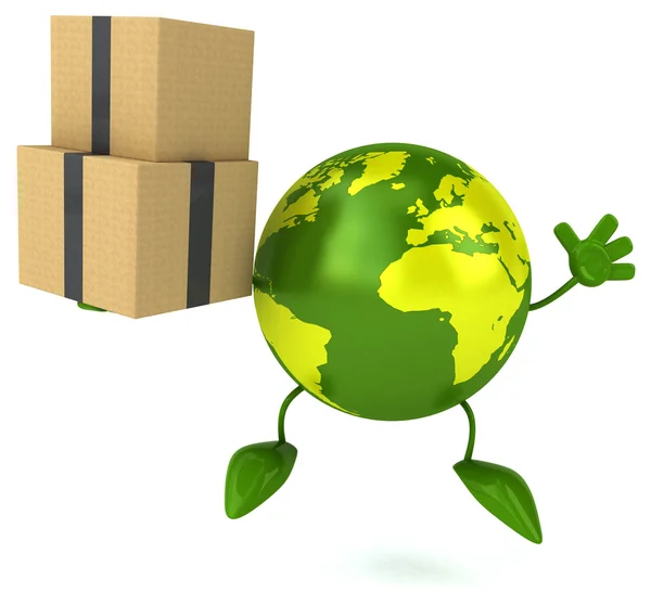 Зеленый мир с коробками — стоковое фото