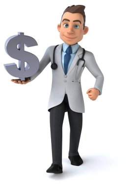 Dolar işaretli eğlenceli doktor.